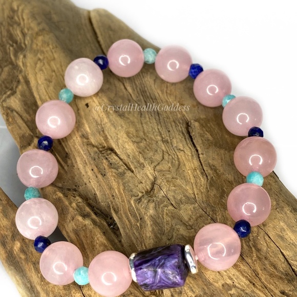 Rose Quartz Charoite Amazonite lapis lazuli Bracelet - Picture 1 of 6